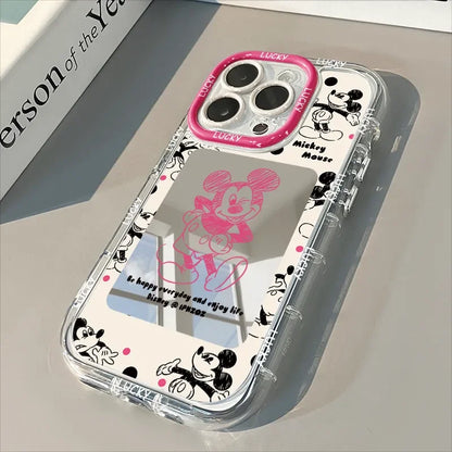Mickey Minnie Mouse Mirror Lovely Cartoon Phone Case For iPhone 16 15 14 13 12 11 PRO MAX XS XSMAX XR 7 8 Plus Y2K Kawaii Cover