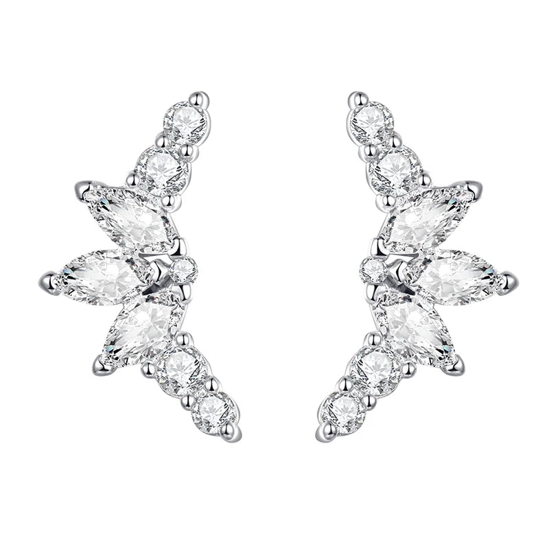 Korean Fashion Cubic Zirconia Yellow Silver Plated Stud Earring For Women Engagement Wedding Trendy Jewelry Gift Girls