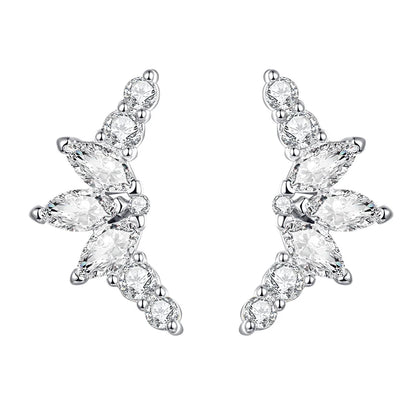 Korean Fashion Cubic Zirconia Yellow Silver Plated Stud Earring For Women Engagement Wedding Trendy Jewelry Gift Girls