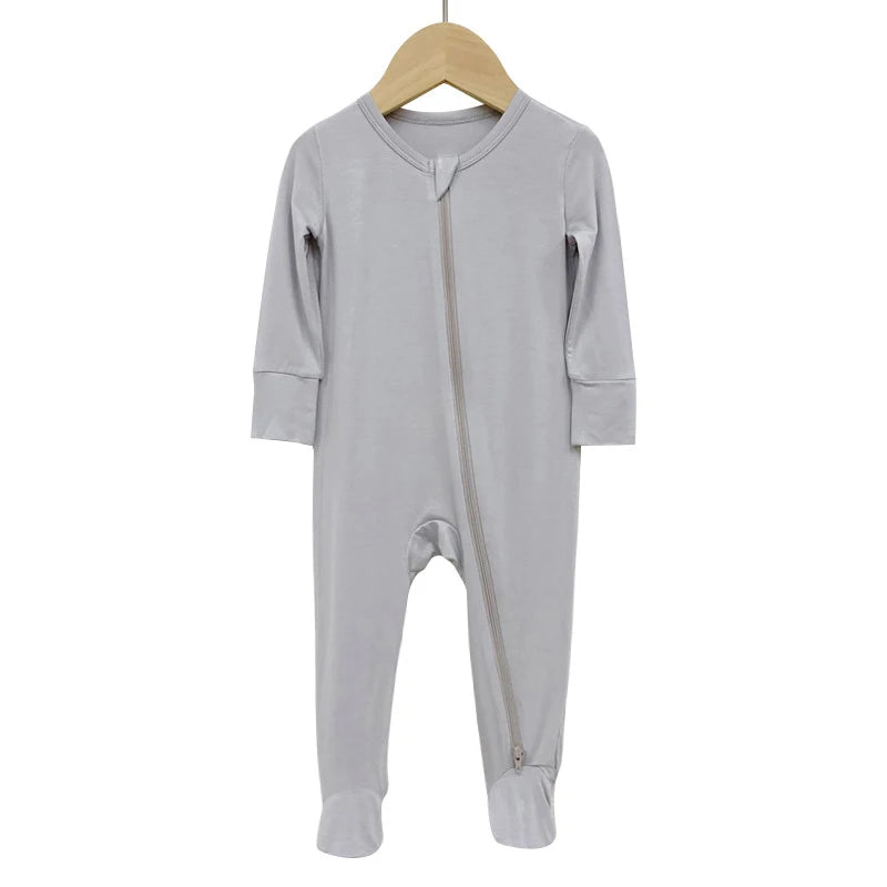 New Fashion Baby Rompers Bamboo Fiber Baby Boy Girl Clothes Long Sleeve Footed Newborn Baby Clothes Infant Bebe Jumpsuit Zipper