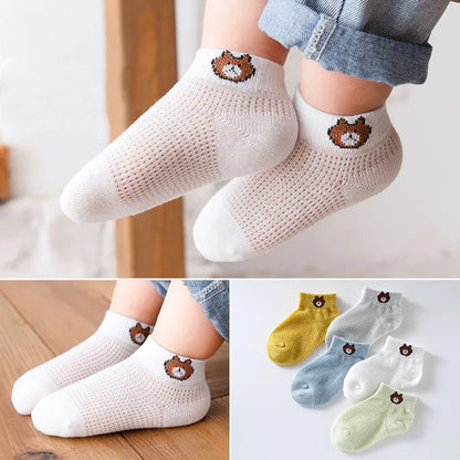 5 Pairs/lot Children Ultrathin Mesh Socks Baby Boys Girls Summer Cute Cotton Breathable Thin Soft Boat Socks Kids Socks 0-6 year