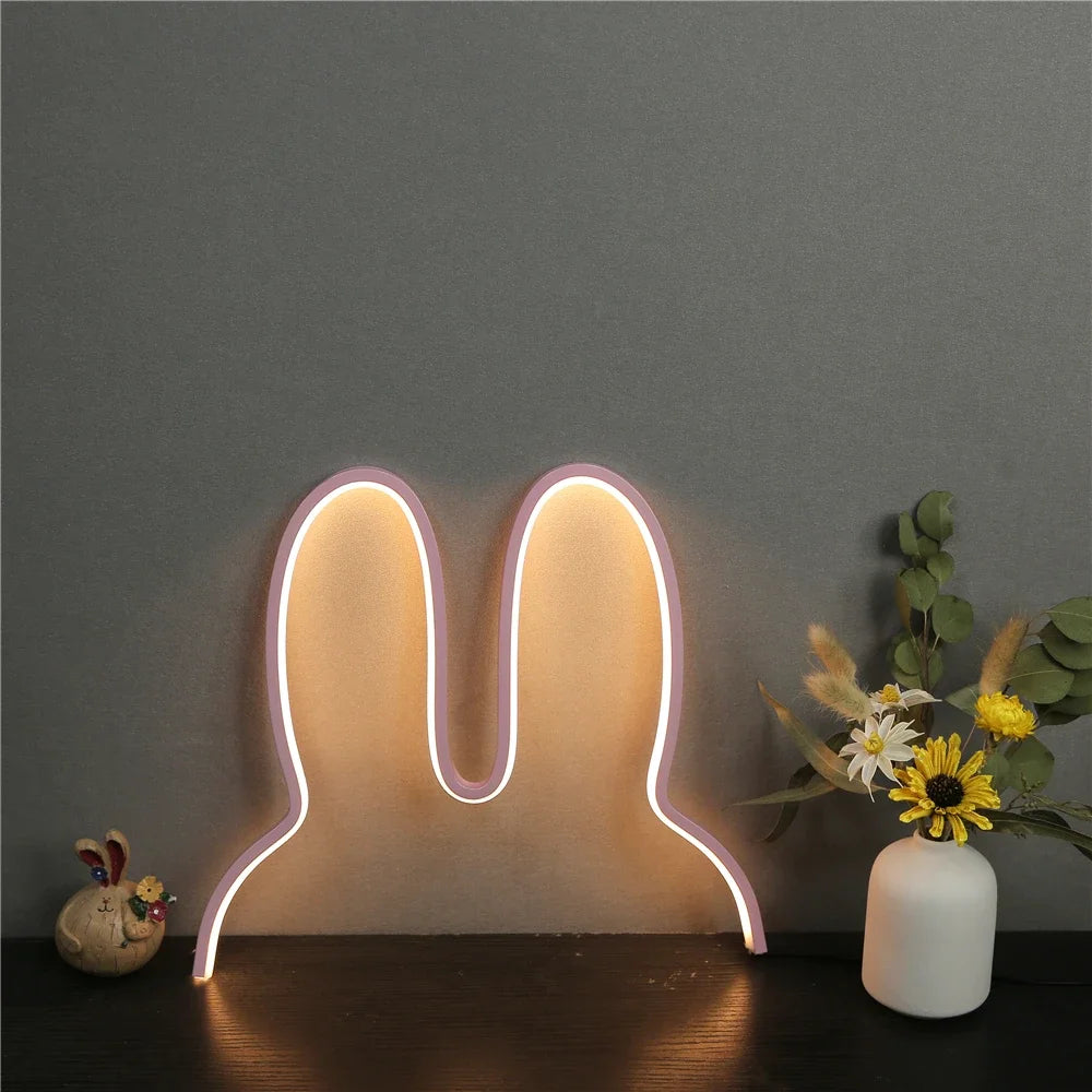 Rabbit Night Lights USB Powered LED Lamp Cute Animal LED Night Lamp Kids Baby Beside Table Lamp Bedroom Nightlight Holiday Gifts