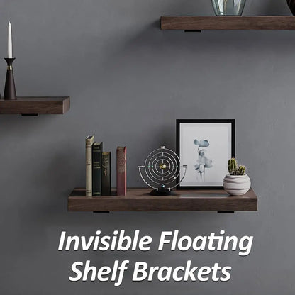 Metal Floating Shelf Brackets Wall Mount Heavy Duty Shelves Brackets 1/5 Inch Invisible L Brackets for Shelves Support