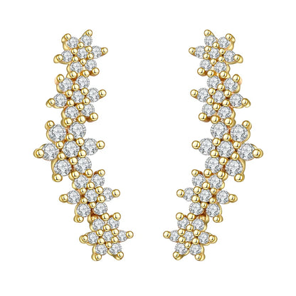 Korean Fashion Cubic Zirconia Yellow Silver Plated Stud Earring For Women Engagement Wedding Trendy Jewelry Gift Girls