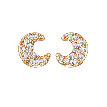 Korean Fashion Cubic Zirconia Yellow Silver Plated Stud Earring For Women Engagement Wedding Trendy Jewelry Gift Girls