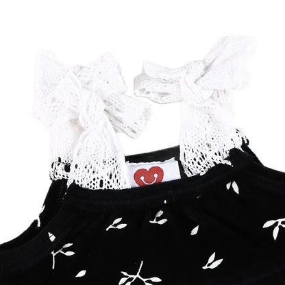 3m-36m Baby Girls' Pants Set 2 Piece Cute Blouse and Skinny Pants Black Velvet Fall Outfits Lace Bow Strap Floral Tank top