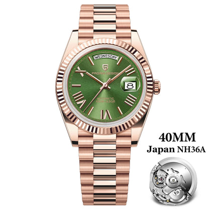 PAGANI DESIGN 2025 New Luxury Rose Gold DD40 Automatic Watch For Men NH36A Mechanical Wristwatch Men Stainless steel Waterproof