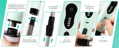 9-in-1 Electric Cleaning Brush Electric Spin Cleaning Scrubber Electric Cleaning Tools Parlour Kitchen Bathroom Cleaning Gadgets