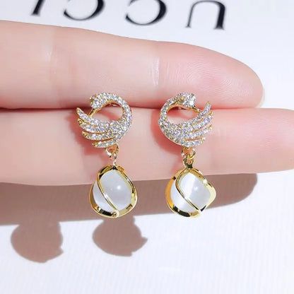 925 Silver Needle Korean Fashion Bow Crystal Drop Earrings For Women Jewelry 2025 Trending New Luxury Zircon Butterfly Earrings