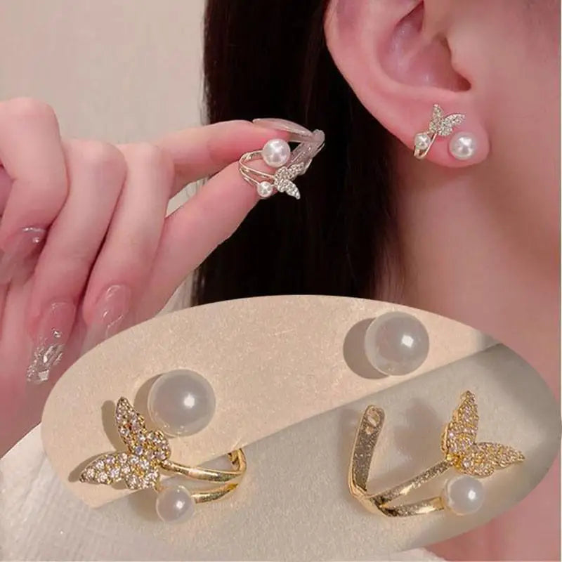 925 Silver Needle Korean Fashion Bow Crystal Drop Earrings For Women Jewelry 2025 Trending New Luxury Zircon Butterfly Earrings