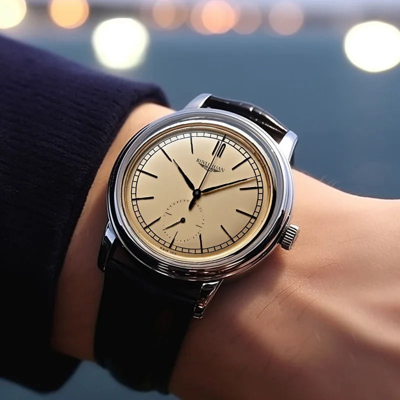 Men Fashion Retro Leather Watch Quartz Analog Business Wristwatch Birthday Gift