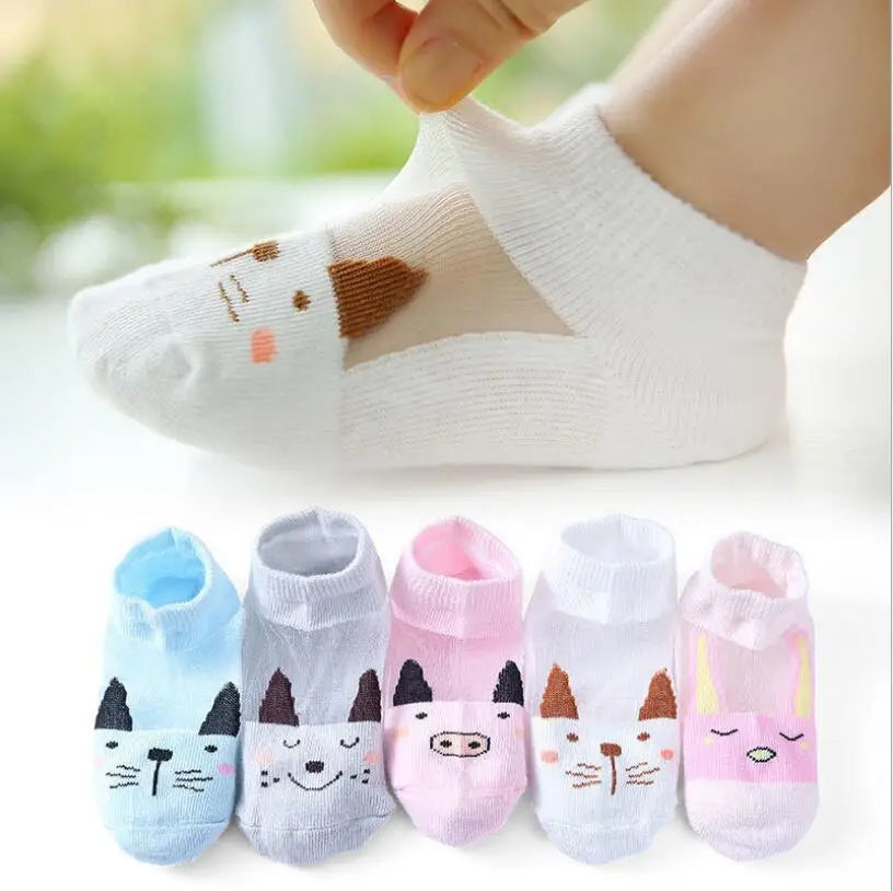 5 Pairs/lot Children Ultrathin Mesh Socks Baby Boys Girls Summer Cute Cotton Breathable Thin Soft Boat Socks Kids Socks 0-6 year
