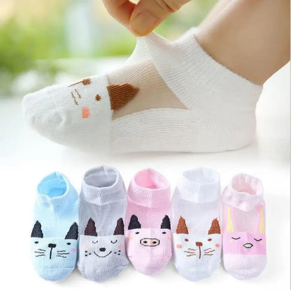 5 Pairs/lot Children Ultrathin Mesh Socks Baby Boys Girls Summer Cute Cotton Breathable Thin Soft Boat Socks Kids Socks 0-6 year