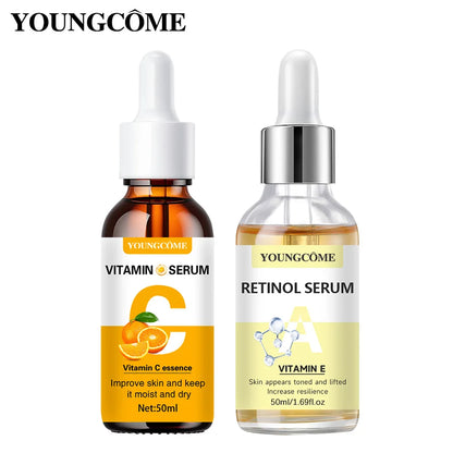 2pcs Vitamin C and retinol fortified serum rich in VC,keep skin hydrated and smooth,smooth fine lines and wrinkles,delicate skin