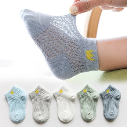 5 Pairs/lot Children Ultrathin Mesh Socks Baby Boys Girls Summer Cute Cotton Breathable Thin Soft Boat Socks Kids Socks 0-6 year