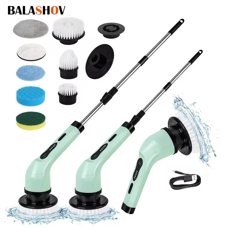 9-in-1 Electric Cleaning Brush Electric Spin Cleaning Scrubber Electric Cleaning Tools Parlour Kitchen Bathroom Cleaning Gadgets
