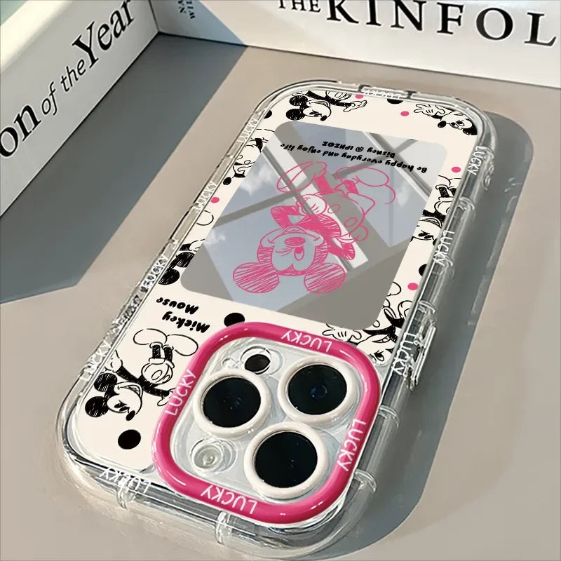 Mickey Minnie Mouse Mirror Lovely Cartoon Phone Case For iPhone 16 15 14 13 12 11 PRO MAX XS XSMAX XR 7 8 Plus Y2K Kawaii Cover